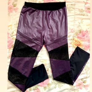Stylish Purple Faux Leather Leggings - Women’s Medium
